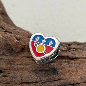Pandora Guadeloupe Flag Exclusive Heart Bead S925 Silver Charm